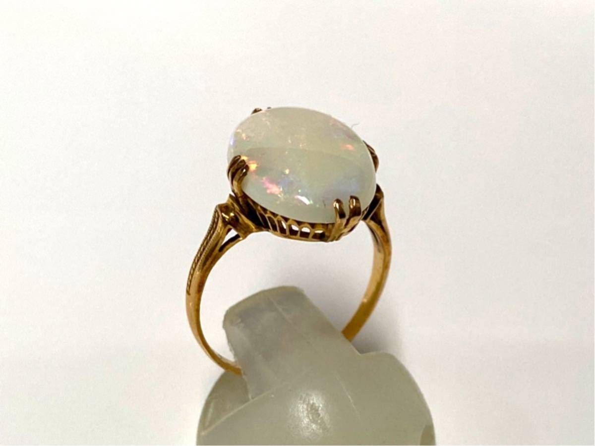 K18　ホワイトオパール　リング　指輪　レディース　１８金　ＹＧ　イエローゴールド　2.6g_画像3
