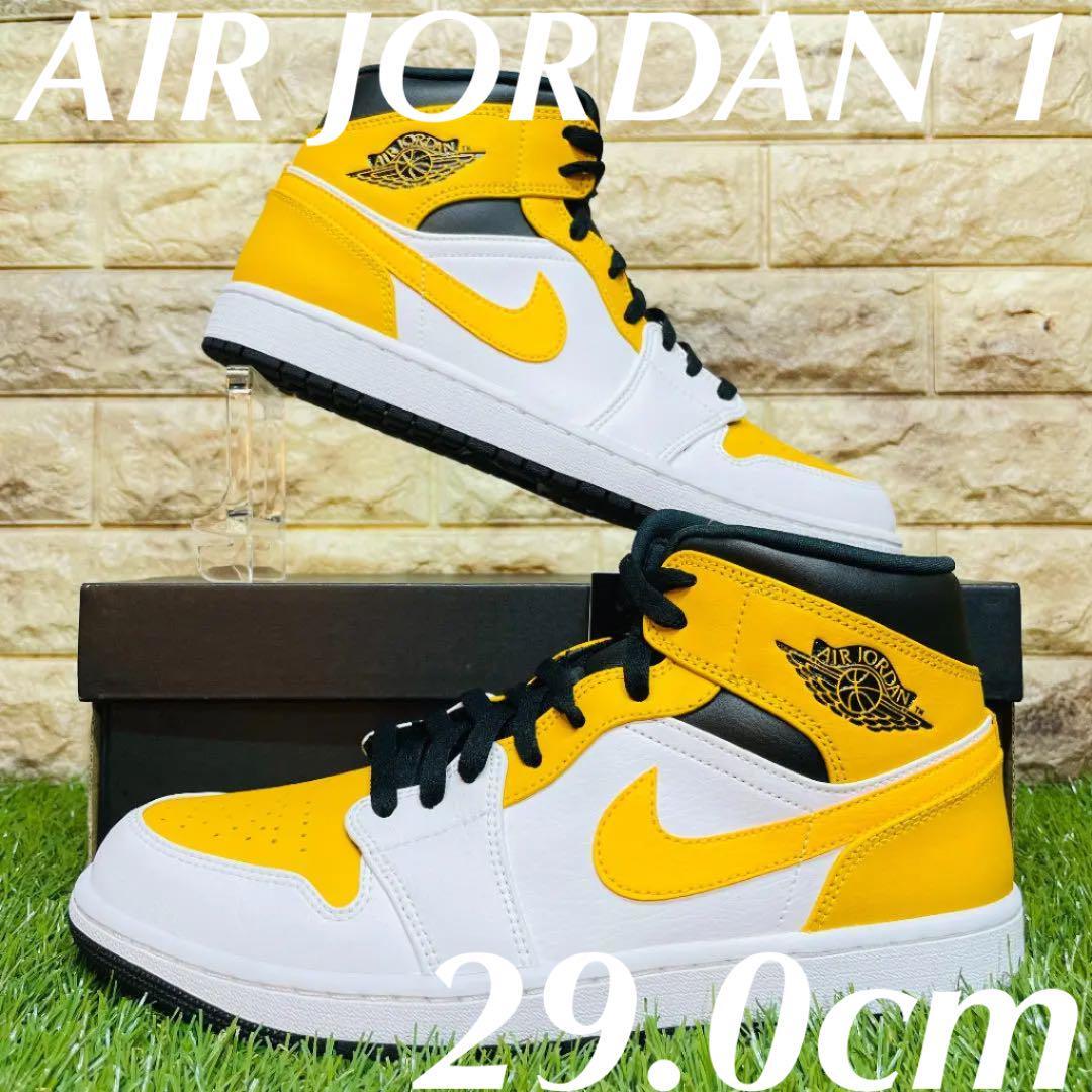 ナイキ エア ジョーダン 1 ミッド NIKE AIR JORDAN 1 メンズ スニーカー ホワイト ブラック ゴールド 黒 金 白 29.0cm 送料込 554724-170_画像1