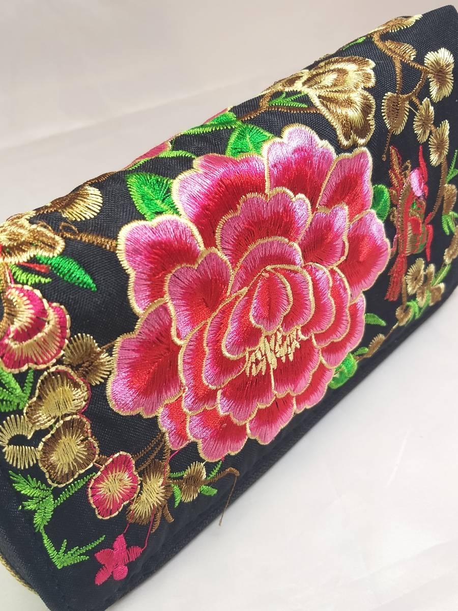 ! prompt decision [.] top class . south original handicraft two layer whole surface embroidery pouch * fastener new goods 