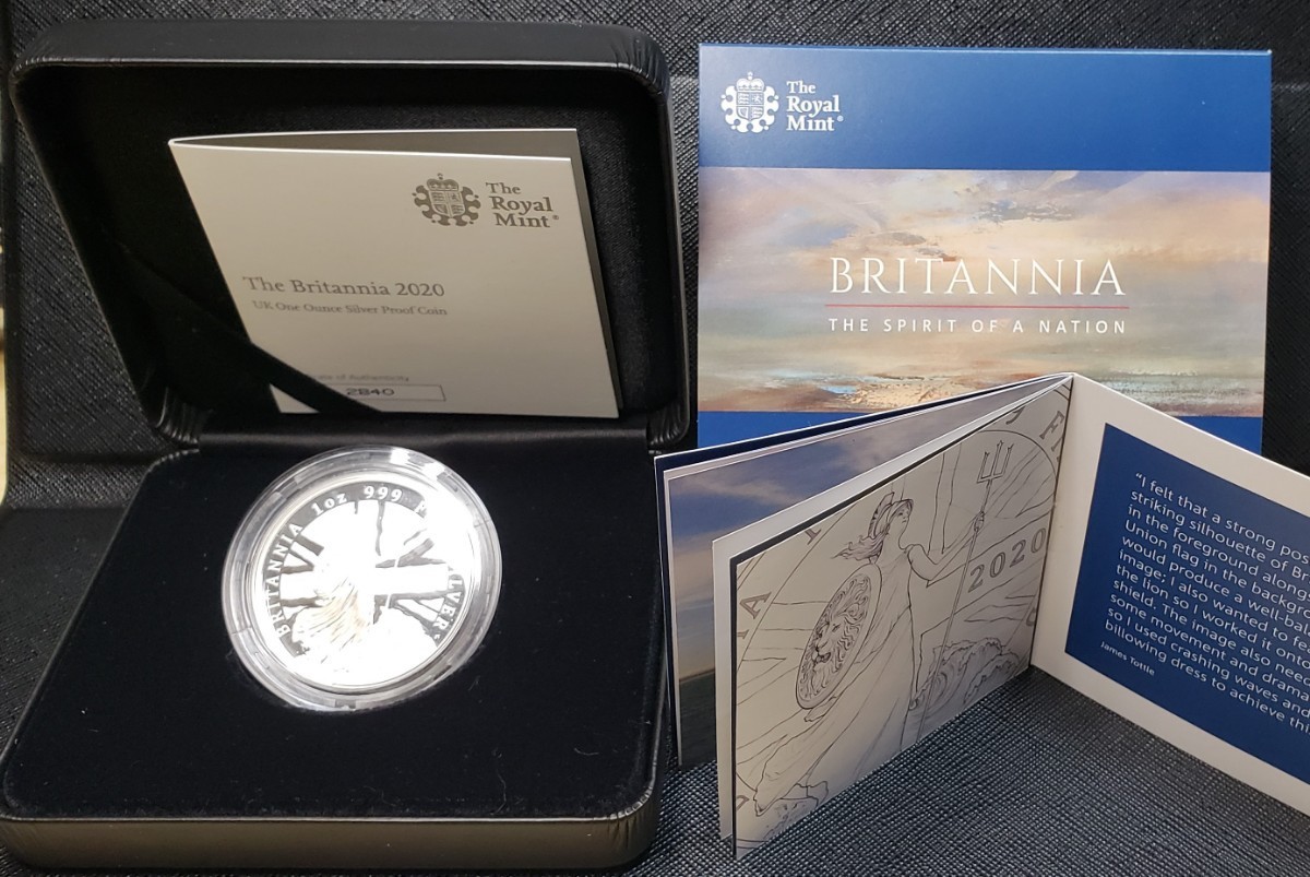 ☆希少 限定3000セット 2020年 ブリタニア 新品 イギリス プルーフ 銀貨 元箱 保証書付 1 オンス oz 純銀