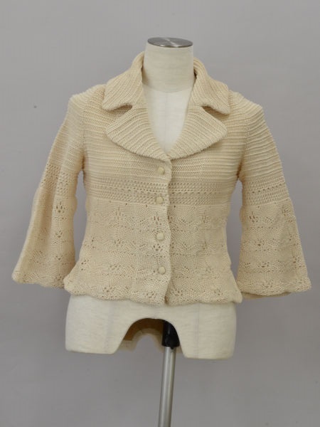  Sybilla Sybilla knitted jacket cotton fading te-to nylon M size eggshell white lady's e_u F-L6758