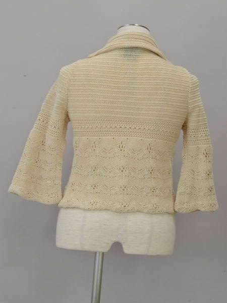  Sybilla Sybilla knitted jacket cotton fading te-to nylon M size eggshell white lady's e_u F-L6758