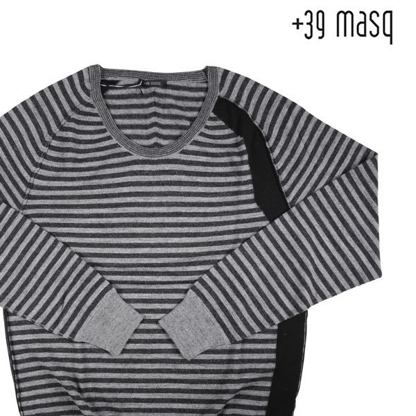 +39 MASQ (MASK) Круглый шейный свитер M35039 Grey X Black S 2916GY [W3831]