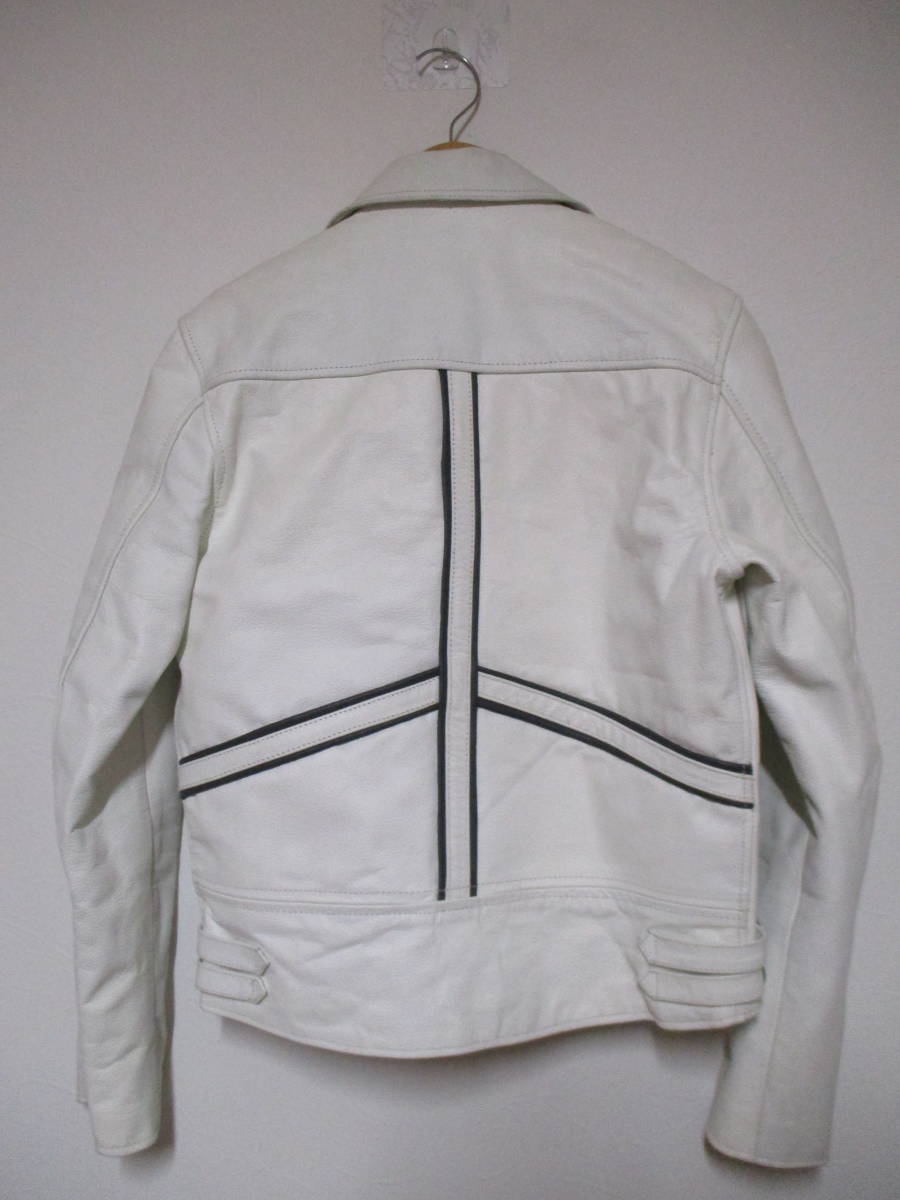 TOKYO PUNKERto float .- bread car original leather double rider's jacket long Jean white size 34