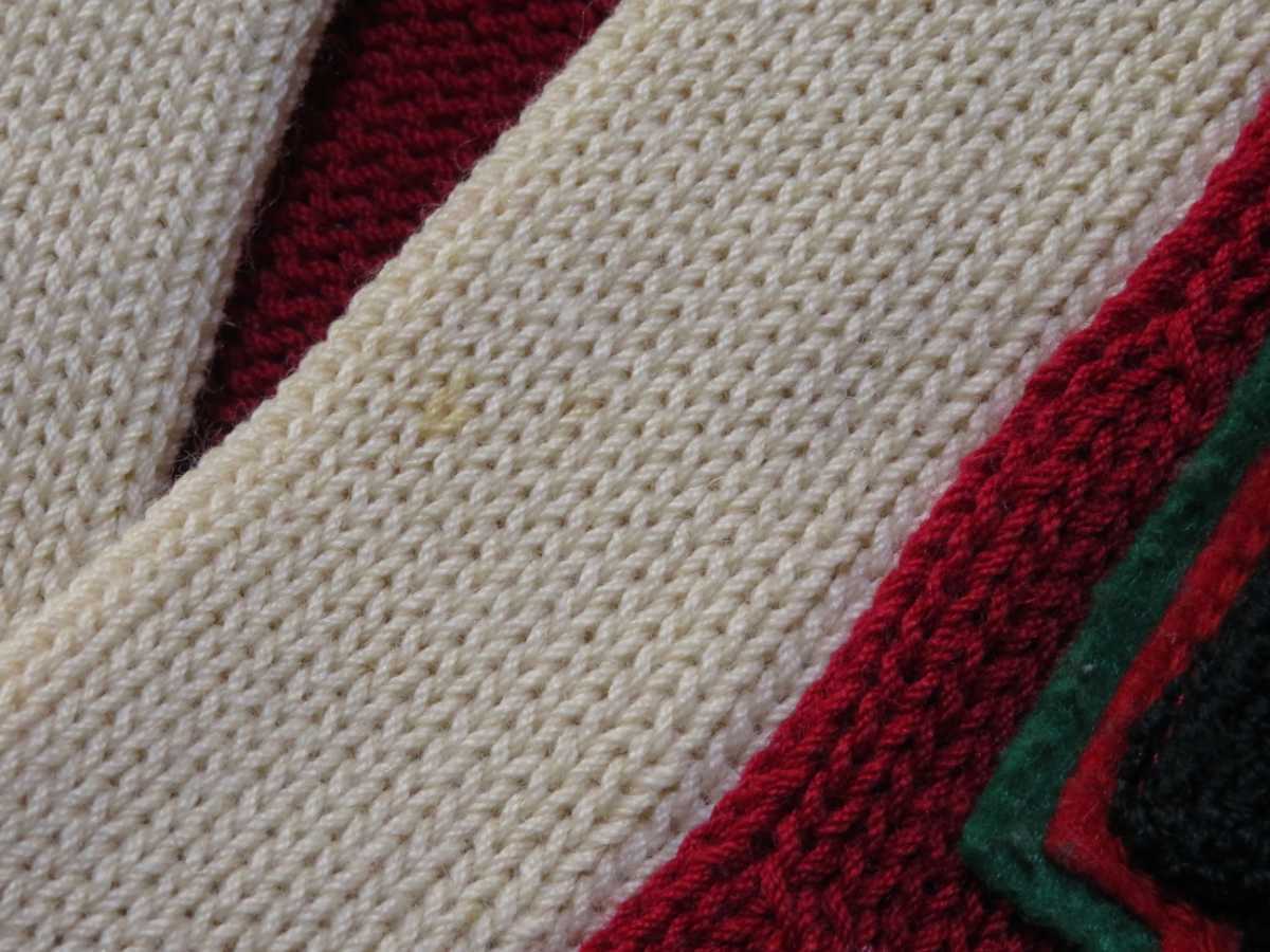  ultra rare * that time thing [PINK HOUSE/ Pink House ] multicolor ( red × cream × blue )[ letter do cardigan ] wool 100% knitted [ Vintage ] retro *