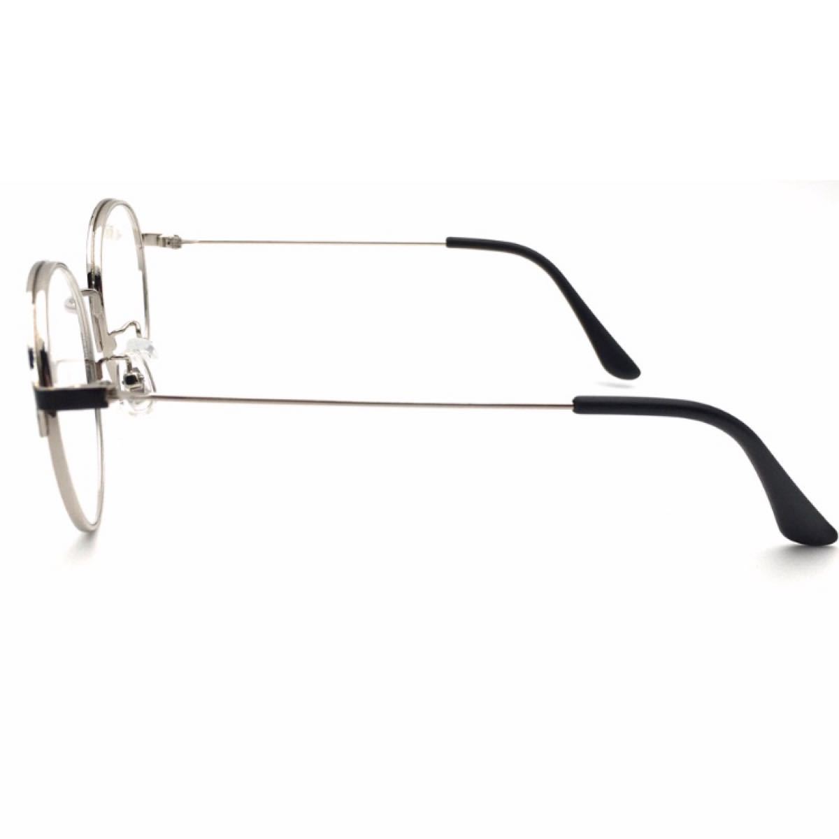 昭和レトロな伊達眼鏡　メタルフレーム　ユニセックス　エモ可愛い　メガネコーデ　ファッションアイテム　　UVカットレンズ　ブラック