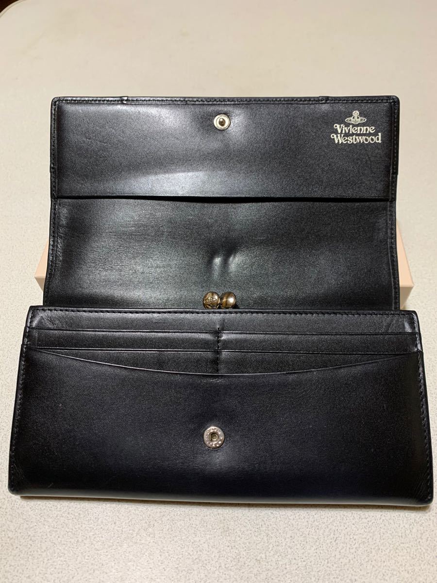 極美品　Vivienne Westwood ヴィヴィアンウエストウッド　長財布　黒　がま口　サイフ　タグ付き　箱付き　取説付き