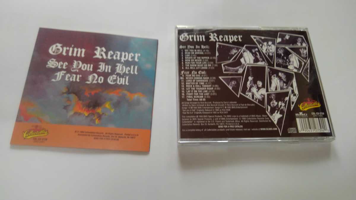 GRIM REAPER グリム・リーパー「SEE YOU IN HELL」「FEAR NO EVIL」２LP ALBUM ON１CD　輸入盤 CD約68分55秒　LIONSHEART ハイトーンVO_画像3