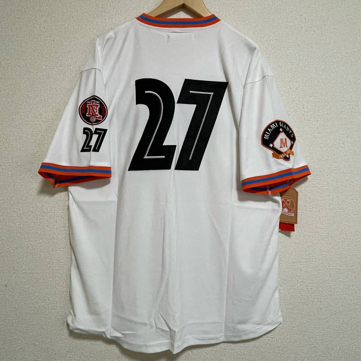 USA正規品 4XL 二グロリーグ NEGRO マイアミ Miami ジャイアンツ Giants プルオーバー ユニフォーム Vネック ＃27 野球 ベースボールシャツ_画像6