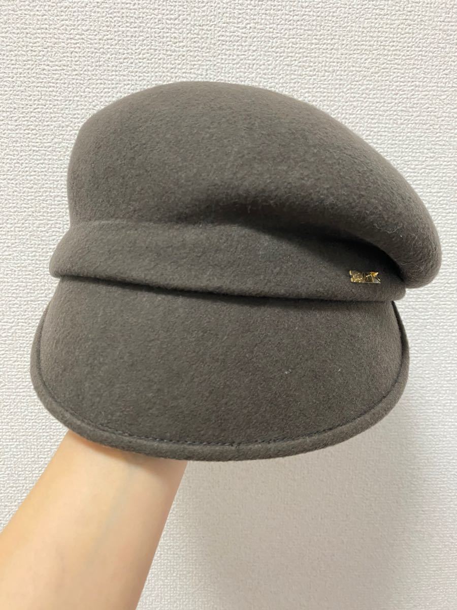 値下げ CA4LAカシラ アシンメトリー ウール キャスケット モカ 美品