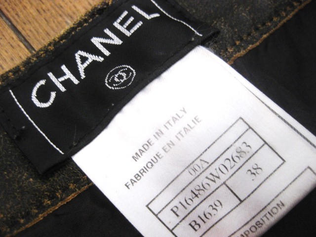  шедевр подлинный товар прекрасный товар высококлассный CHANEL Chanel кожа Denim шорты машина f кожа здесь Mark Logo 38