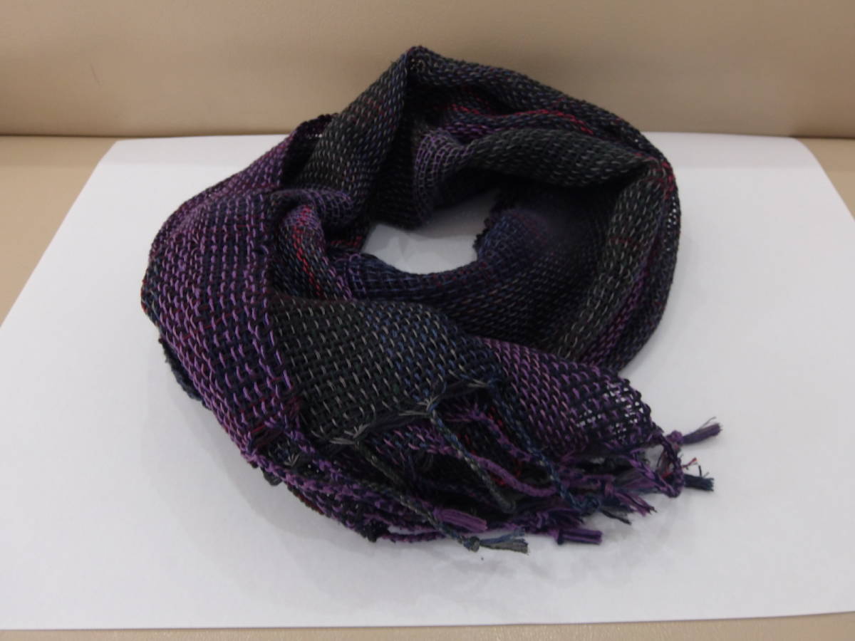 美品】 古希祝 シルク100％ 手織りマフラー 紫系色 ストール一般