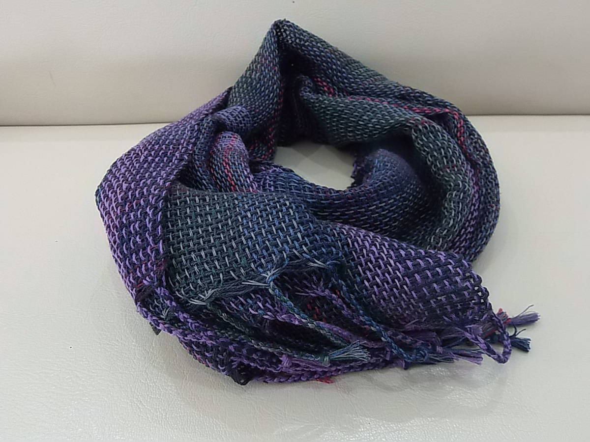 古希祝 シルク100％ 手織りマフラー 紫系色