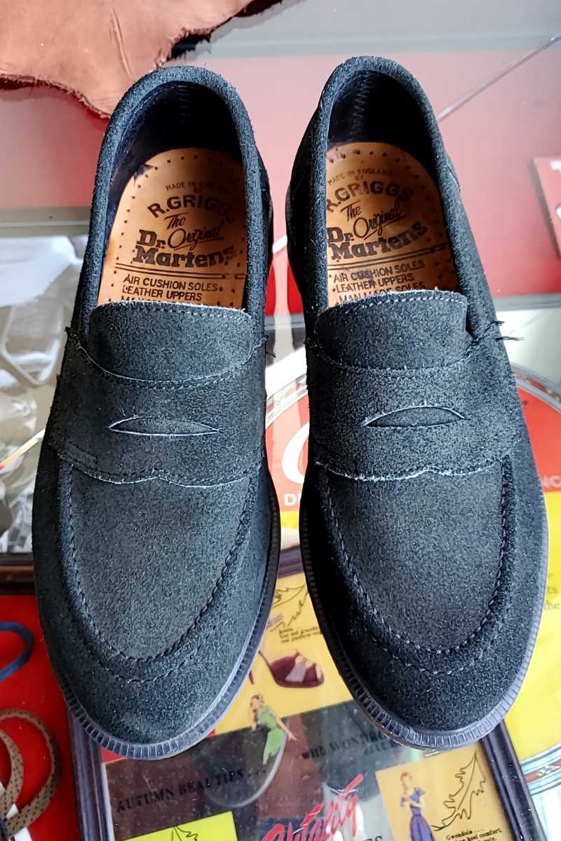 815◆英国製 ドクターマーチン Dr.Martens スエード ローファー UK3/22~22.5cm位 深緑? 黒? R.GRIGGS レディース 中古 USED