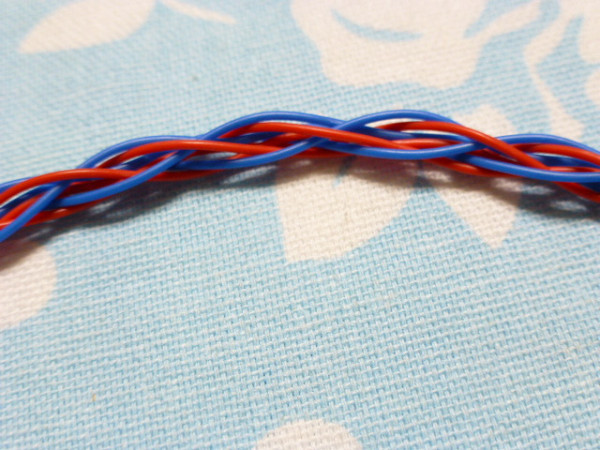 mini - mini 3.5-3.5 line cable MOGAMI 2799 blue + red . core Blade braided 45cm strut + L character (2944 custom correspondence possibility )