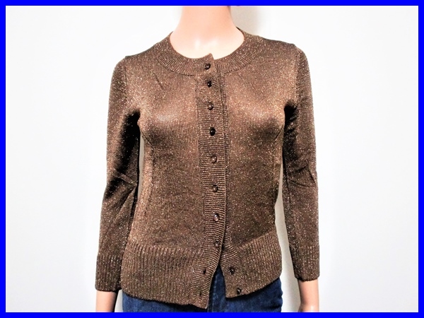  prompt decision! superior article! Michel Klein lame knitted rayon ground cardigan lady's 38 MICHEL KLEIN PARIS