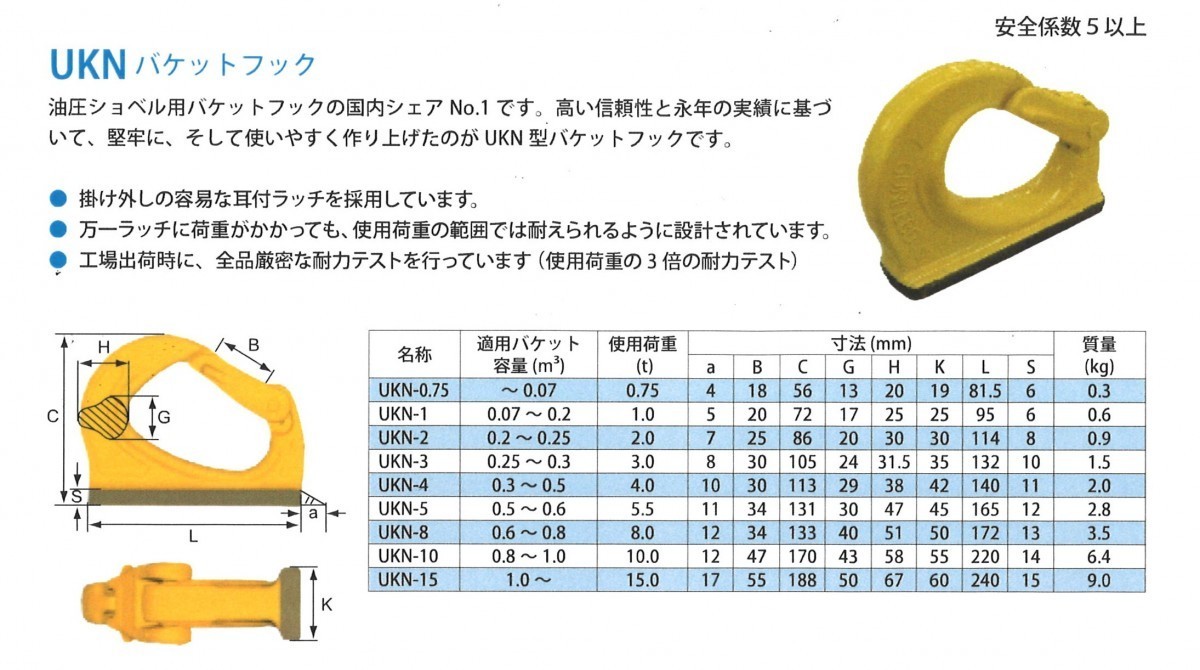 バケットフック 2.0t ペジョ U102 油圧ショベル ミニユンボ バックホー PEJO_画像3