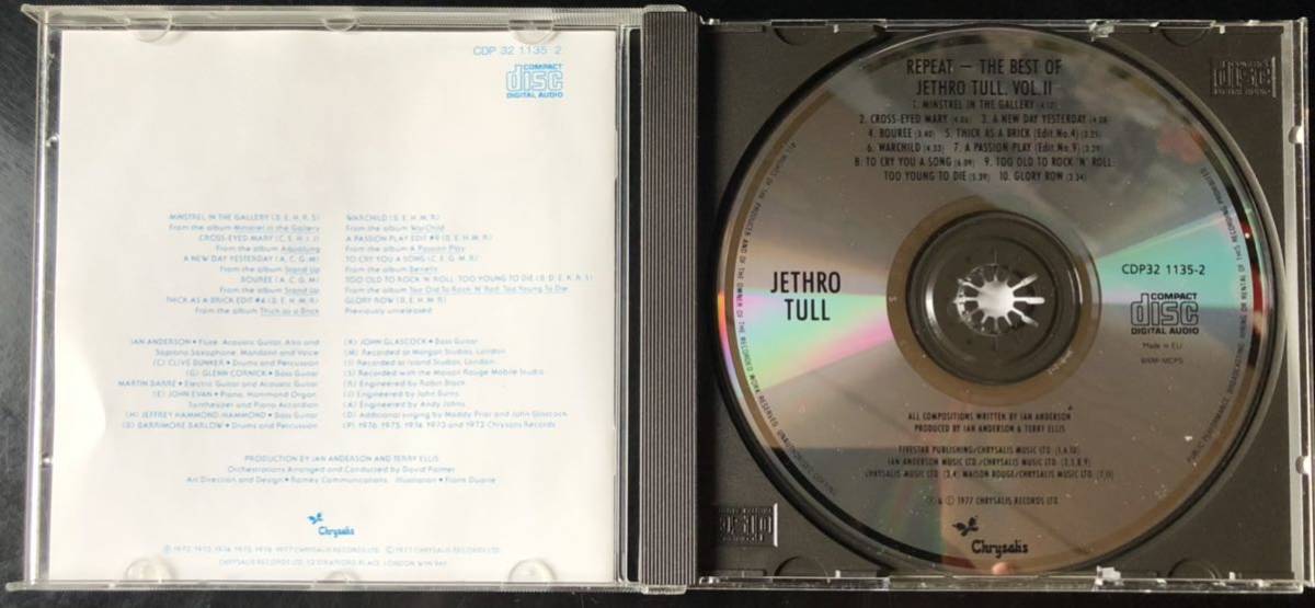 JETHRO TULL / REPEAT・THE BEST OF JETHRO TULL Vol.1 ( 初期UK盤CD )_画像3