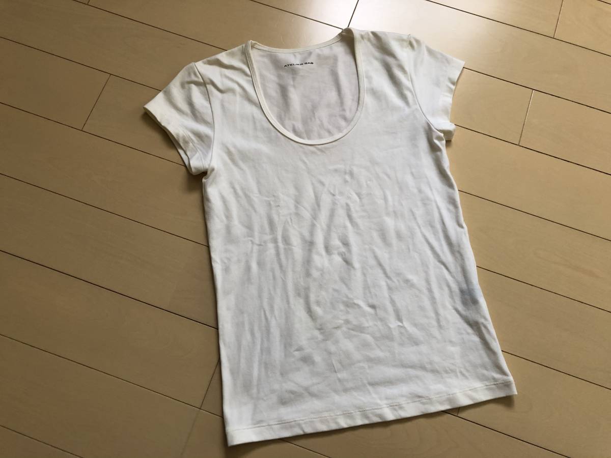 ATELIER SAB アトリエサブ 丸首 半袖Tシャツ オフホワイト サイズ40_画像1
