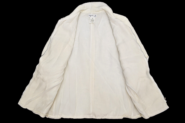 A-3215*agnes b. PARIS Agnes B 01003797* made in Japan regular goods white color rayon cotton Zip up jacket 2