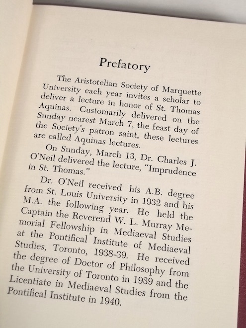 1957年 洋書 Imprudence in Saint Thomas Aquinas チャールズ・J・オニール 聖トマス・アクィナス 英語 キリスト教 神学 哲学 原著_画像5