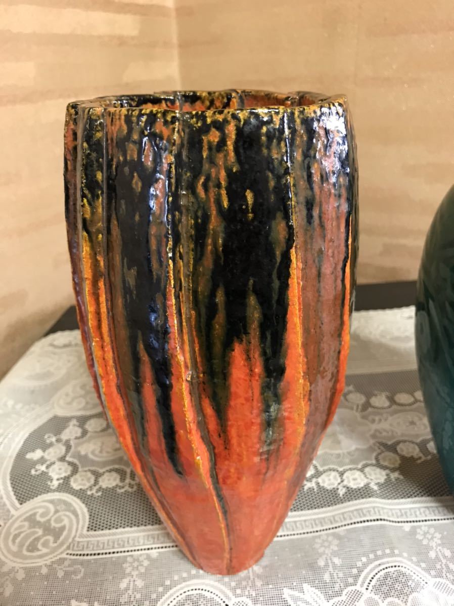 花瓶 花器　陶器　中古　独特な形　2本_画像4