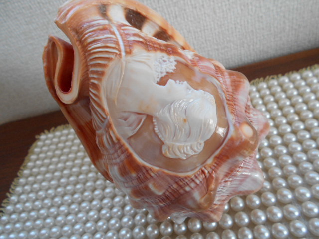 シェルカメオ 貝彫り カメオオブジェ R 美品