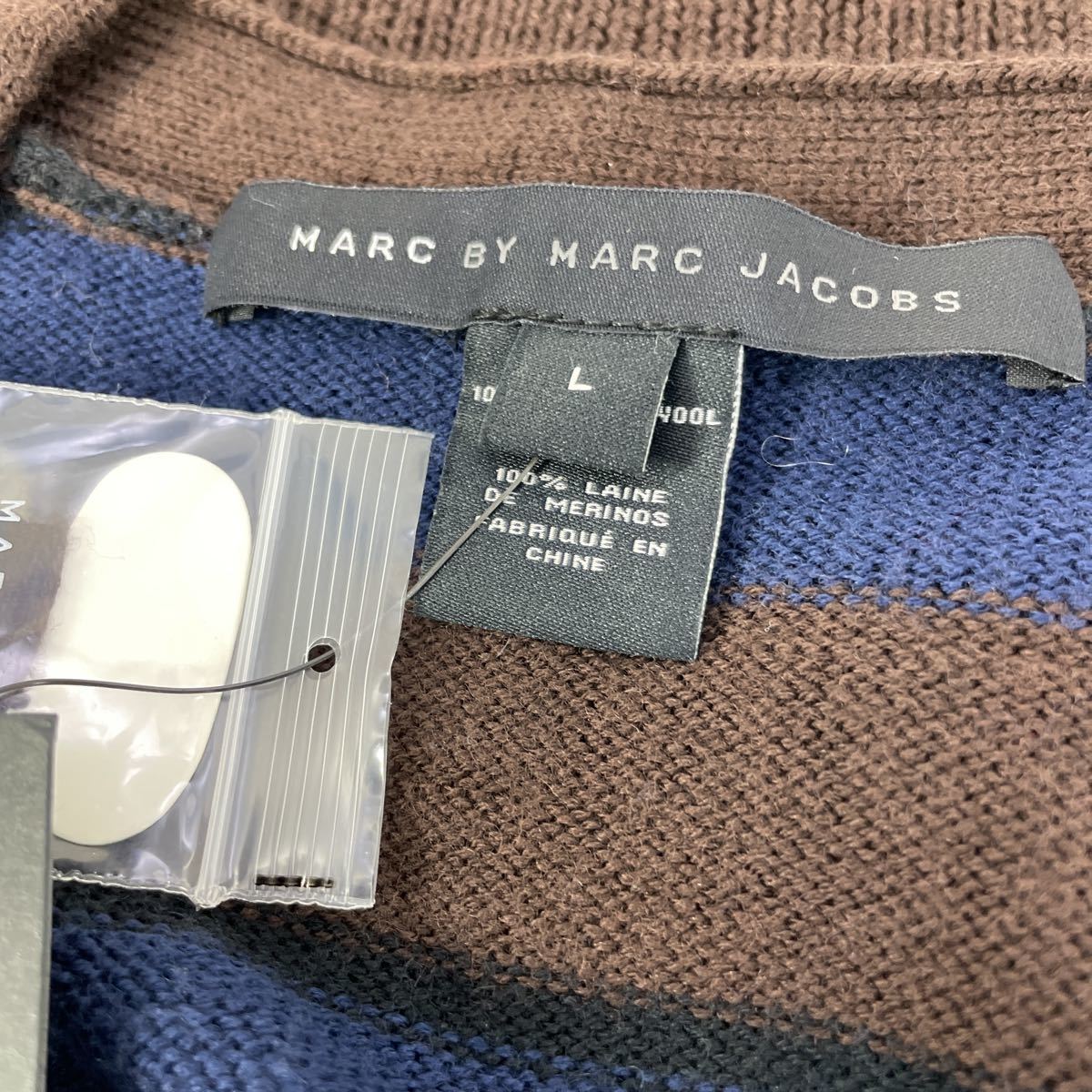 Marc by Marc Jacobs/ Mark Jacobs WOOL длинный рукав кардиган Brown / темно-синий /L M4001144/ справка розничная цена \\30,800