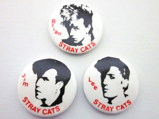 ★ 激レア 超貴重品 ★ ８０年代 当時もの ビンテージ 初期 Stray Cats ストレイキャッツ バッチ ■ ブライアン セッツァー ネオロカビリー_画像1