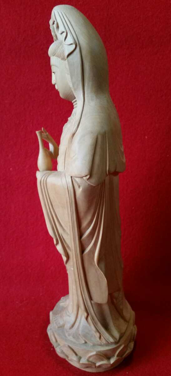 黄楊の木製仏像 (つげの木 黄楊 木彫り 木彫 仏像彫刻 仏教 骨董 美術