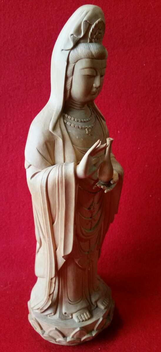 黄楊の木製仏像 (つげの木 黄楊 木彫り 木彫 仏像彫刻 仏教 骨董 美術