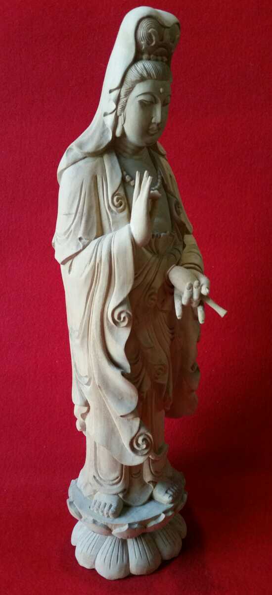 樟の木製女仏像 (樟の木 女仏像 木彫り 木彫 仏像彫刻 仏教 骨董 骨董