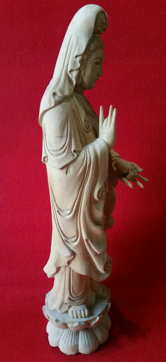 樟の木製女仏像 (樟の木 女仏像 木彫り 木彫 仏像彫刻 仏教 骨董 骨董
