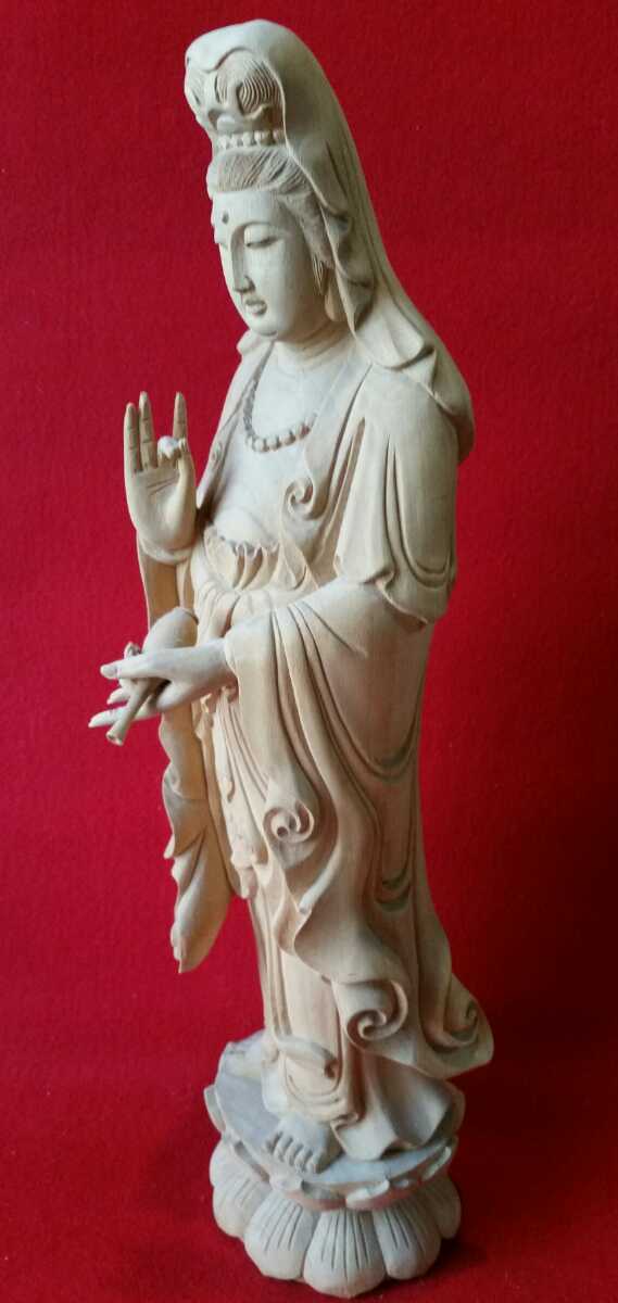 樟の木製女仏像 (樟の木 女仏像 木彫り 木彫 仏像彫刻 仏教 骨董 骨董