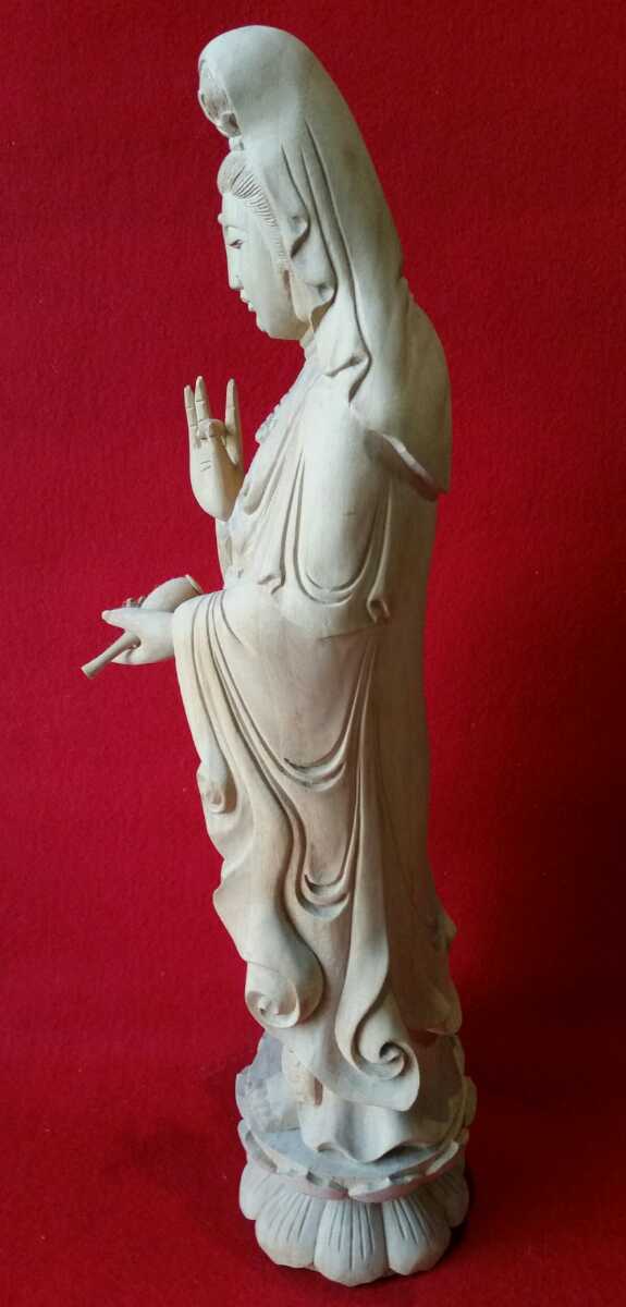 樟の木製女仏像 (樟の木 女仏像 木彫り 木彫 仏像彫刻 仏教 骨董 骨董