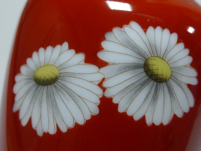 オールドノリタケ/Noritake 小さな(高さ11.5cm)花 瓶 白菊文 マルキ印　 _画像9