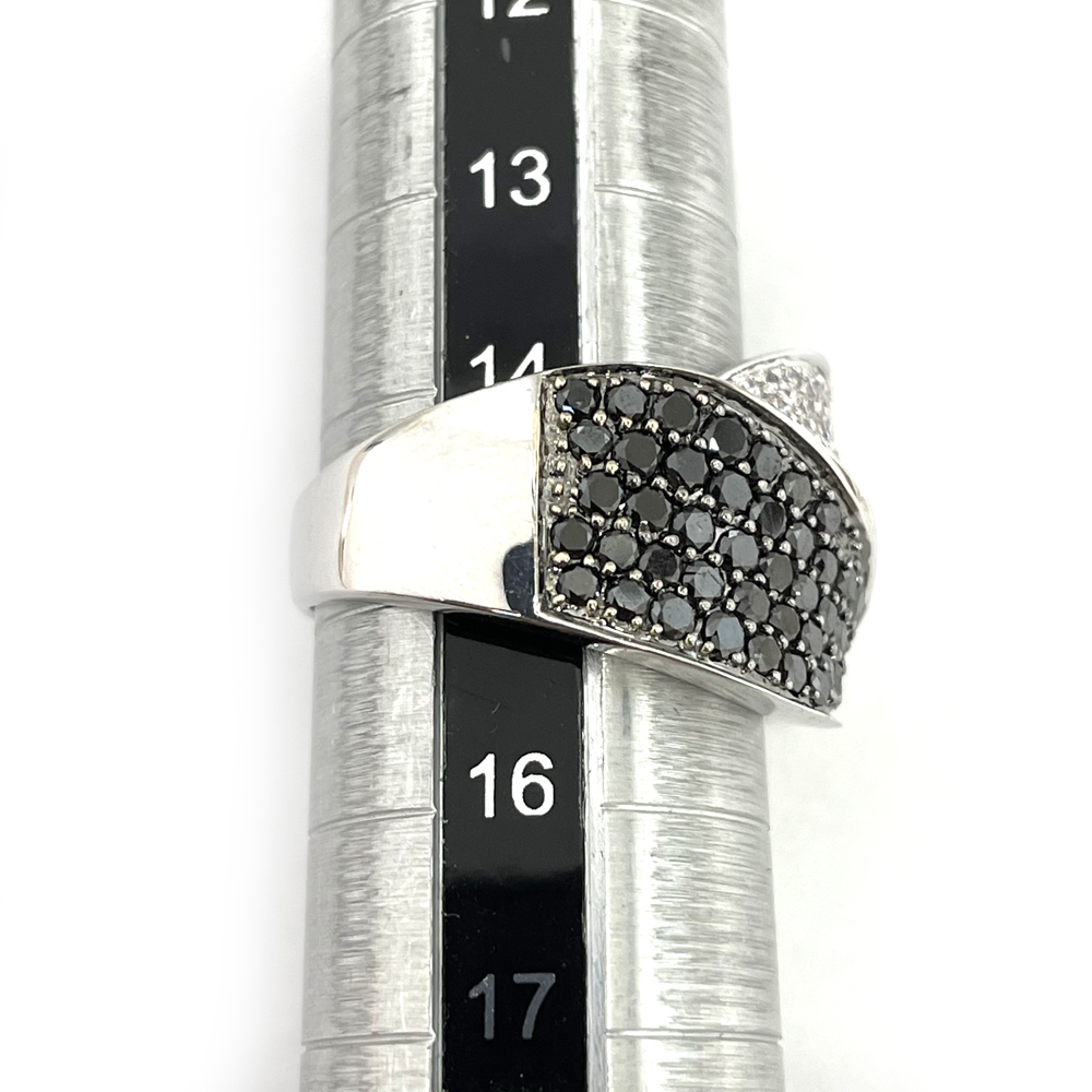 【中古】K18WG　ダイヤ　デザイン　リング　ダイヤ1.76ct　15号 9.1g　ブラックダイヤ　レディース_画像7