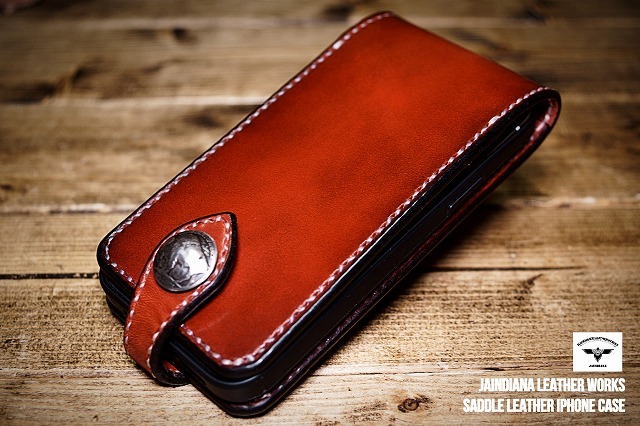  hand made / saddle leather iPhone 12 case bin vintage dyeing bar gun ti-C2 iPhone 12 case 