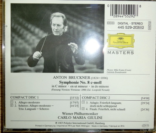 【中古CD 送料無料】 ブルックナー 交響曲 第8番 ジュリーニ 海外盤_画像2