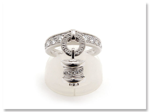 中古美品 新品仕上げ済 ブルガリ 指輪 ビー・ゼロワン エレメント リング K18 WG ダイヤモンド 8号 ジュエリー BVLGARI ホワイトゴールド
