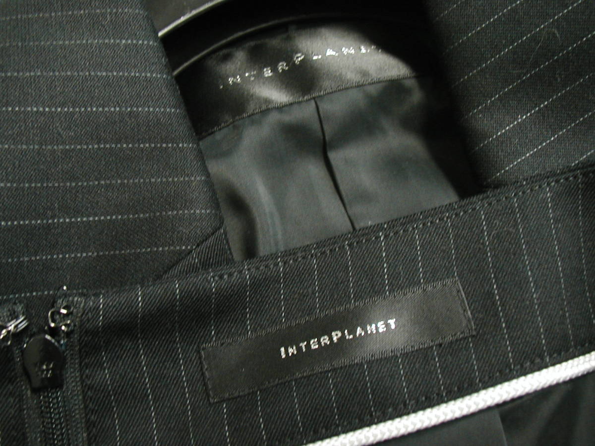  Inter planet. костюм * размер 38.36* чёрный * черный / в тонкую полоску / входить . тип / церемония окончания / церемония / бизнес / простой / стандартный /.. три .