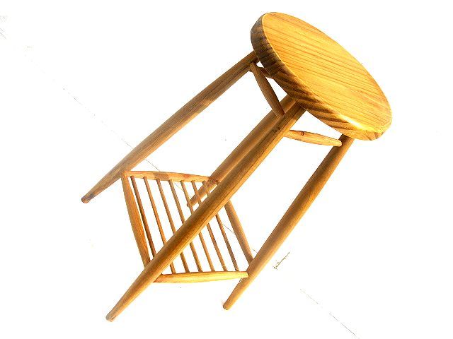 ウッドスツール/ウッドチェア/ハイスツール/木製/丸椅子/棚付き/丸型/スツール/パイン材/新品