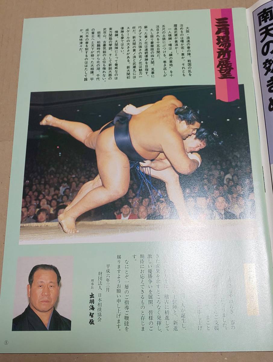 大相撲 三月場所 パンフレット 1994年3月 大阪場所_画像2