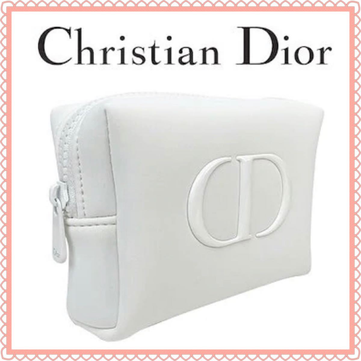 Dior ノベルティ コスメポーチ白　ホワイト　ディオール　バッグ Christian Dior 化粧ポーチ