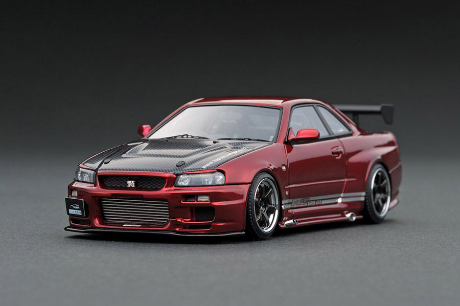 ■イグニッションモデル 1/43 トップシークレット ニッサンスカイライン GT-R (BNR34) レッドメタリック_画像1