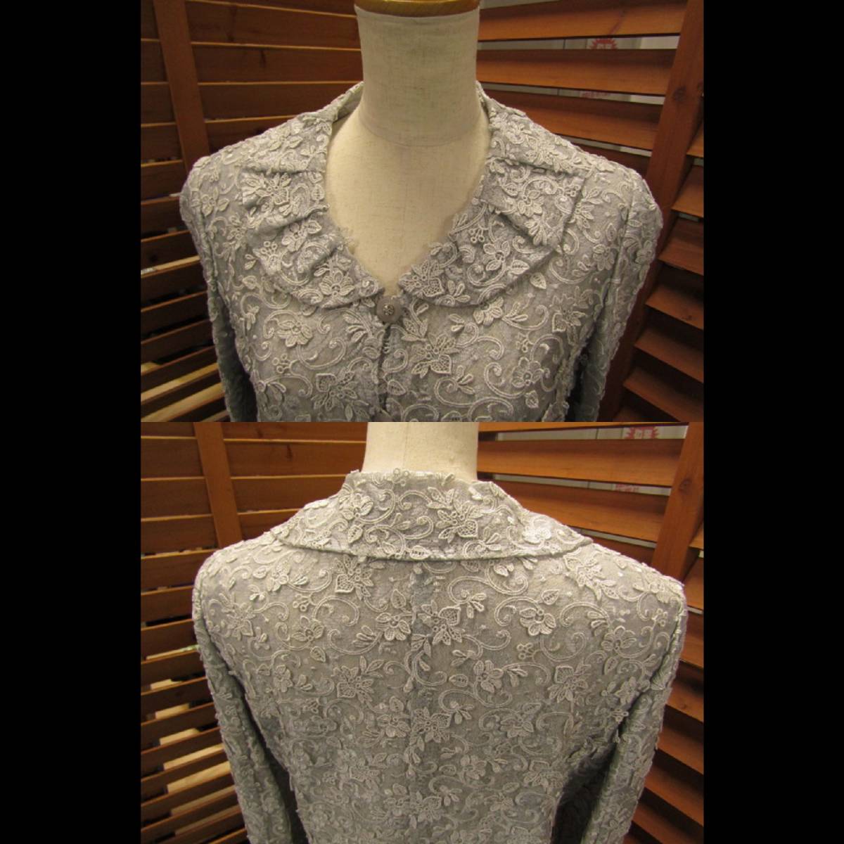 Y free shipping ^364 unused goods [Leilian Leilian ] top class Switzerland race use suit silk formal blue gray SIZE 9