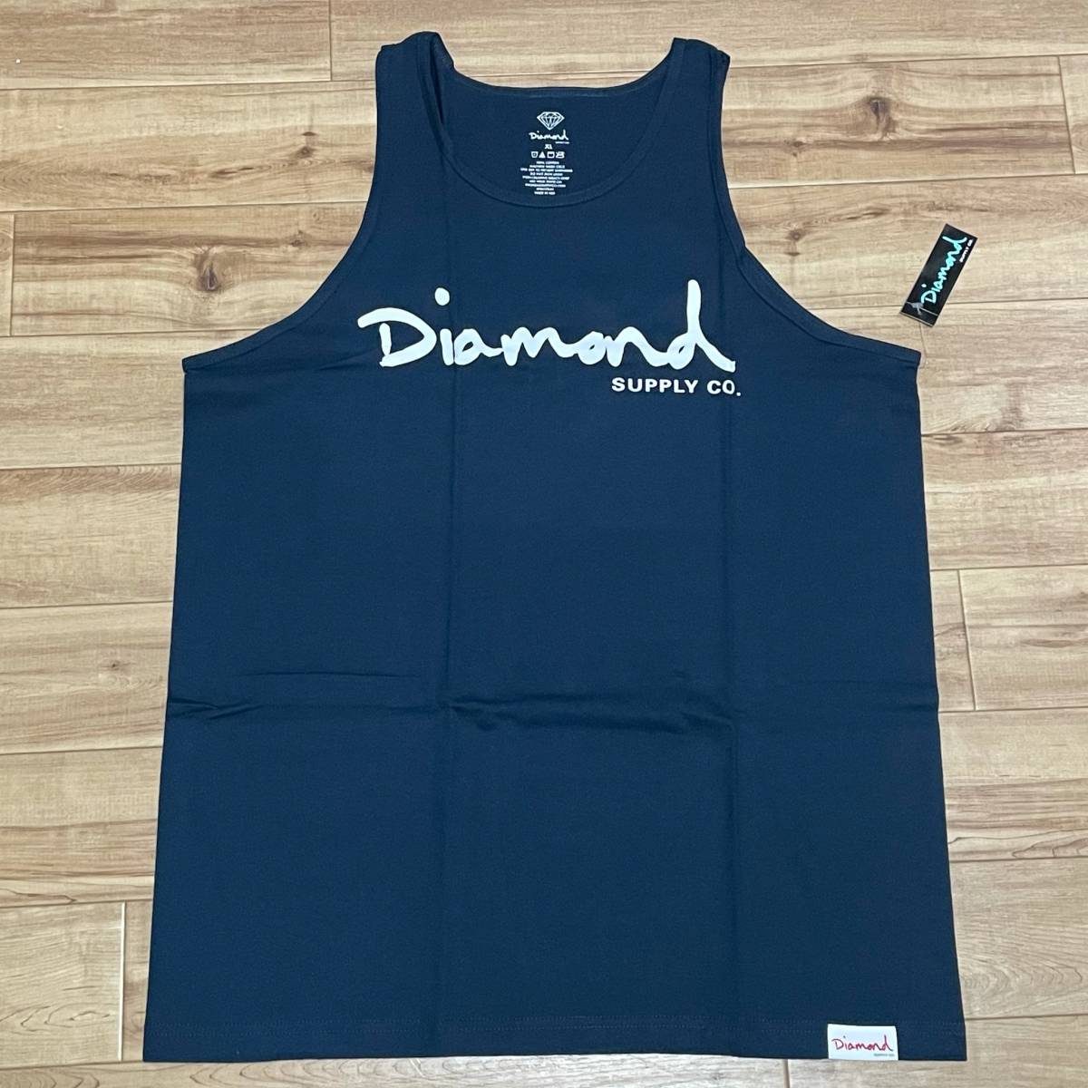 米国製 【M】 ダイヤモンドサプライ Diamond Supply Co タンクトップ 紺 OG スケーターブランド ピスタグ付き LA ストリート_画像1