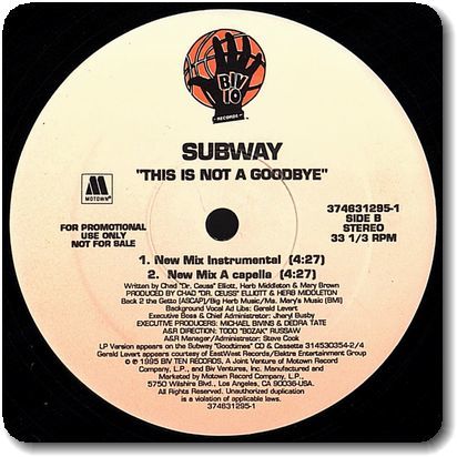 【●38】Subway/This Is Not A Goodbye/12''/US Promo Only/Mary Brown/'90s Mellow/Big Herb/Smooth R&B/Chad Elliott_画像3