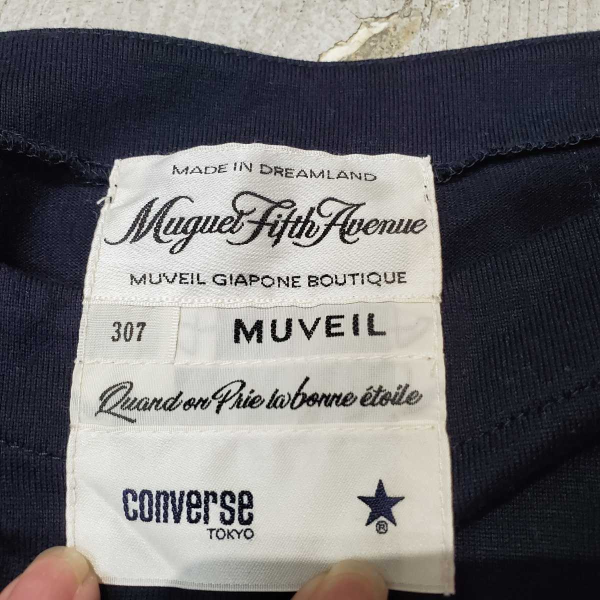 20ss CONVERSE TOKYO × MUVEIL コンバーストーキョー ミュベール レース 度詰め 天竺 パネル ボーダー Tシャツ ボーダー カットソー FREE_画像5