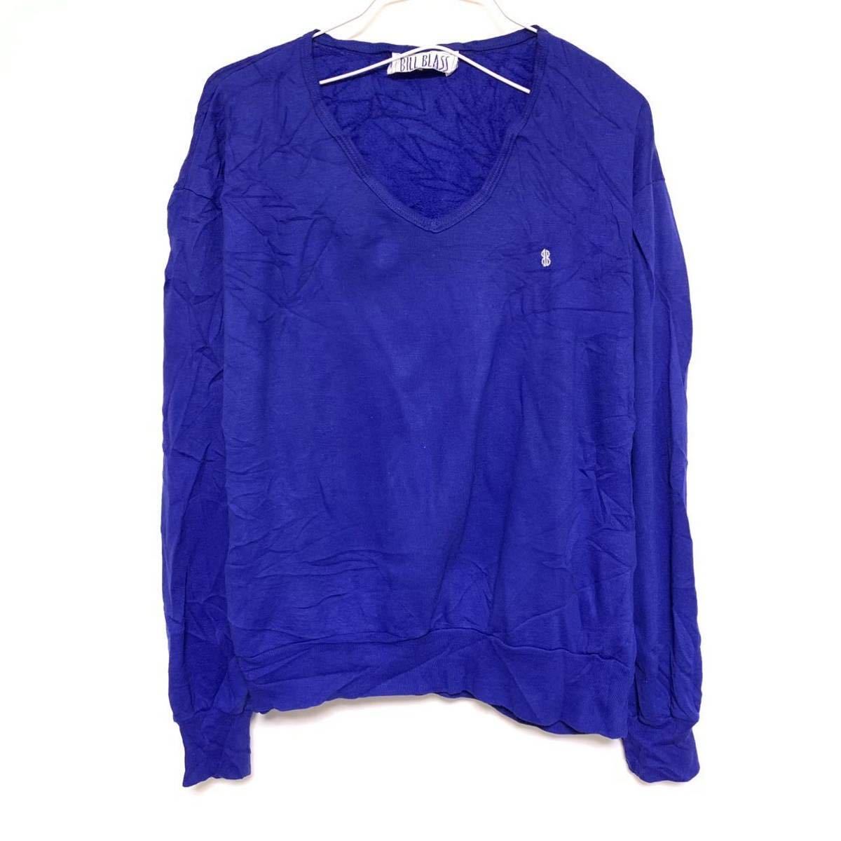 ヤフオク! USA製 BILL BLASS Vネック スウェット トレーナ... USA製 BILL BLASS Vネック スウェット 裏起毛 刺繍 青 ブルー